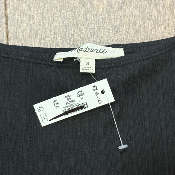 Madewell Women's Ribbed Long Sleeve Boatneck Top in Jet Black, Size Medium - Picture 4 of 7